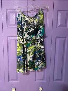 Vintage Y2K Printed Skirt in Green & Blue